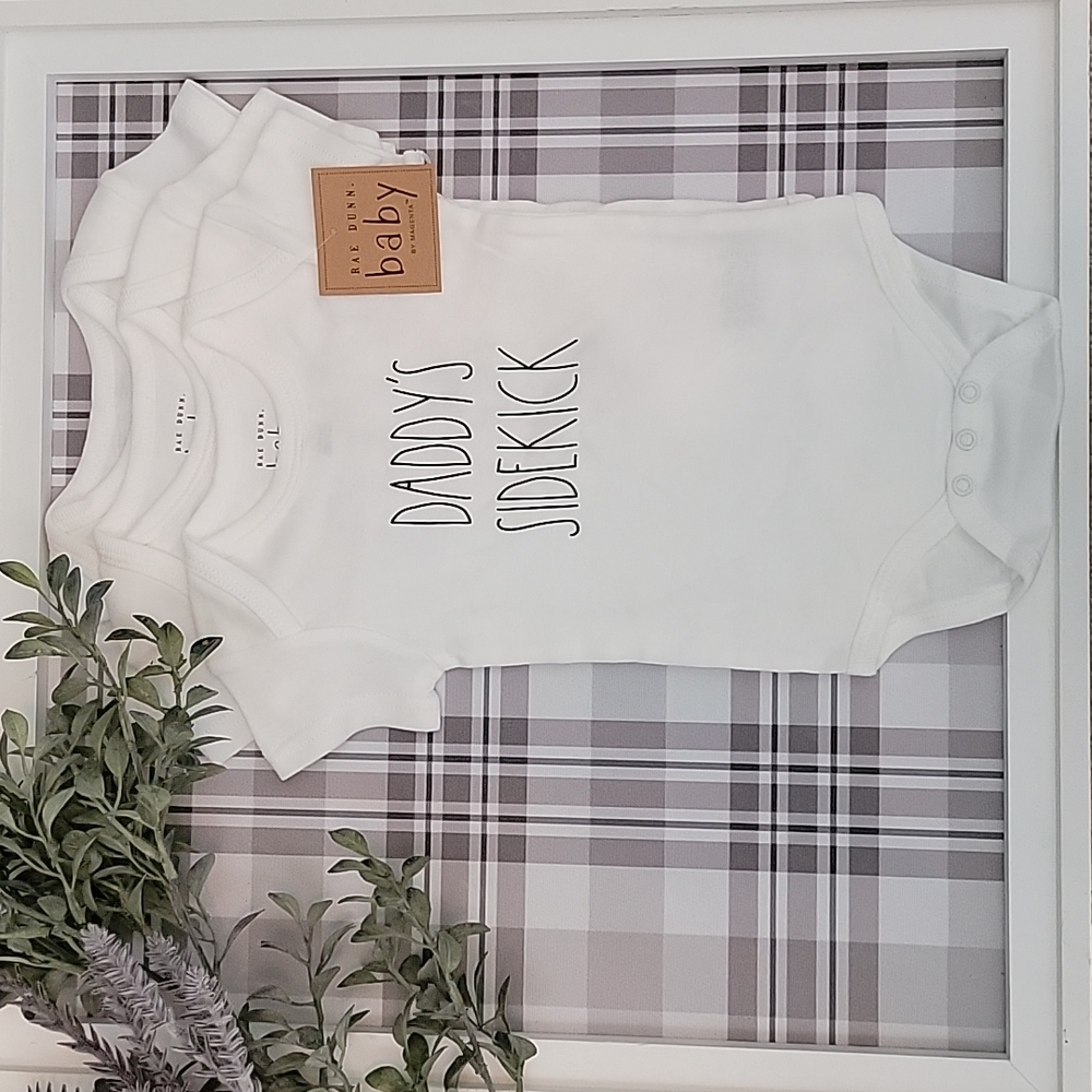 Rae Dunn 6 - 9 month 'Daddy's Sidekick' 3 Piece Onsie Set